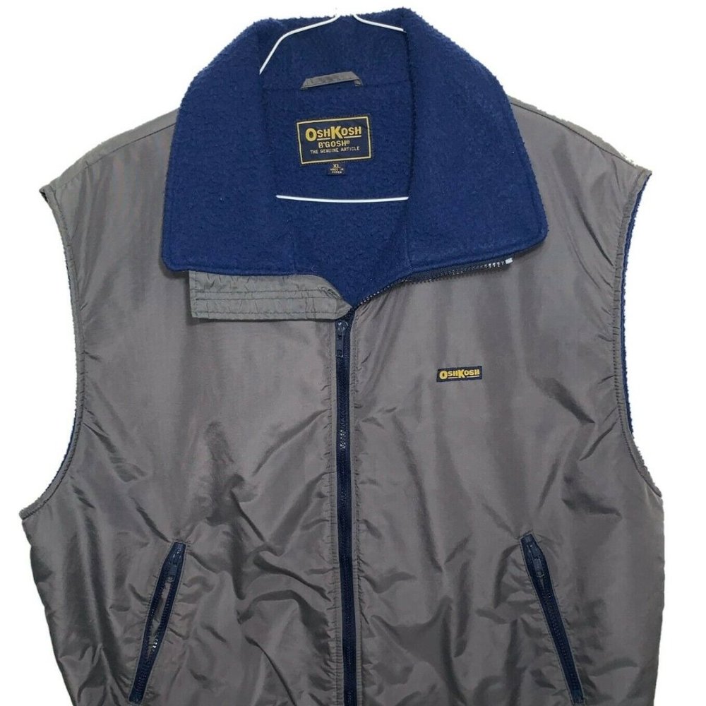 Vintage OshKosh B'gosh Mens Sz XL Gray Blue Winter Jacket Vest